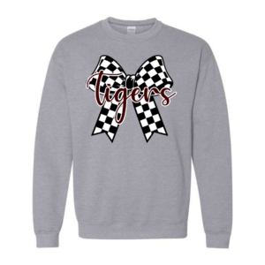 tigers preppy bow sport gray sweatshirt