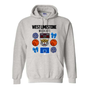 wildcats basketball ash grey hoodie (bows)