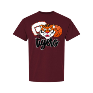 tigers mascot solid maroon tshirt