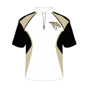 gold, black, and white coach's jacket